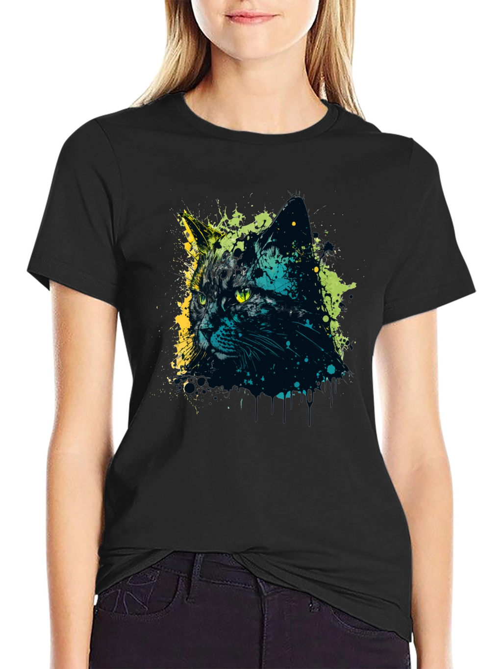 Cool Cat Graphic Tee - Mens Black T-Shirt