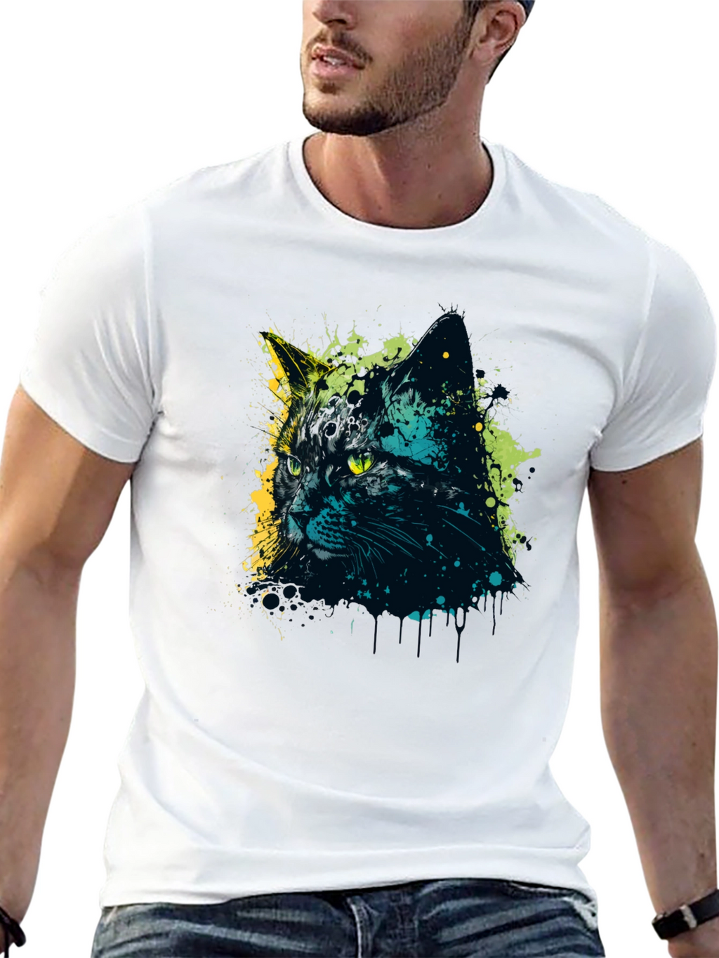 Cool Cat Graphic Tee - Mens Black T-Shirt