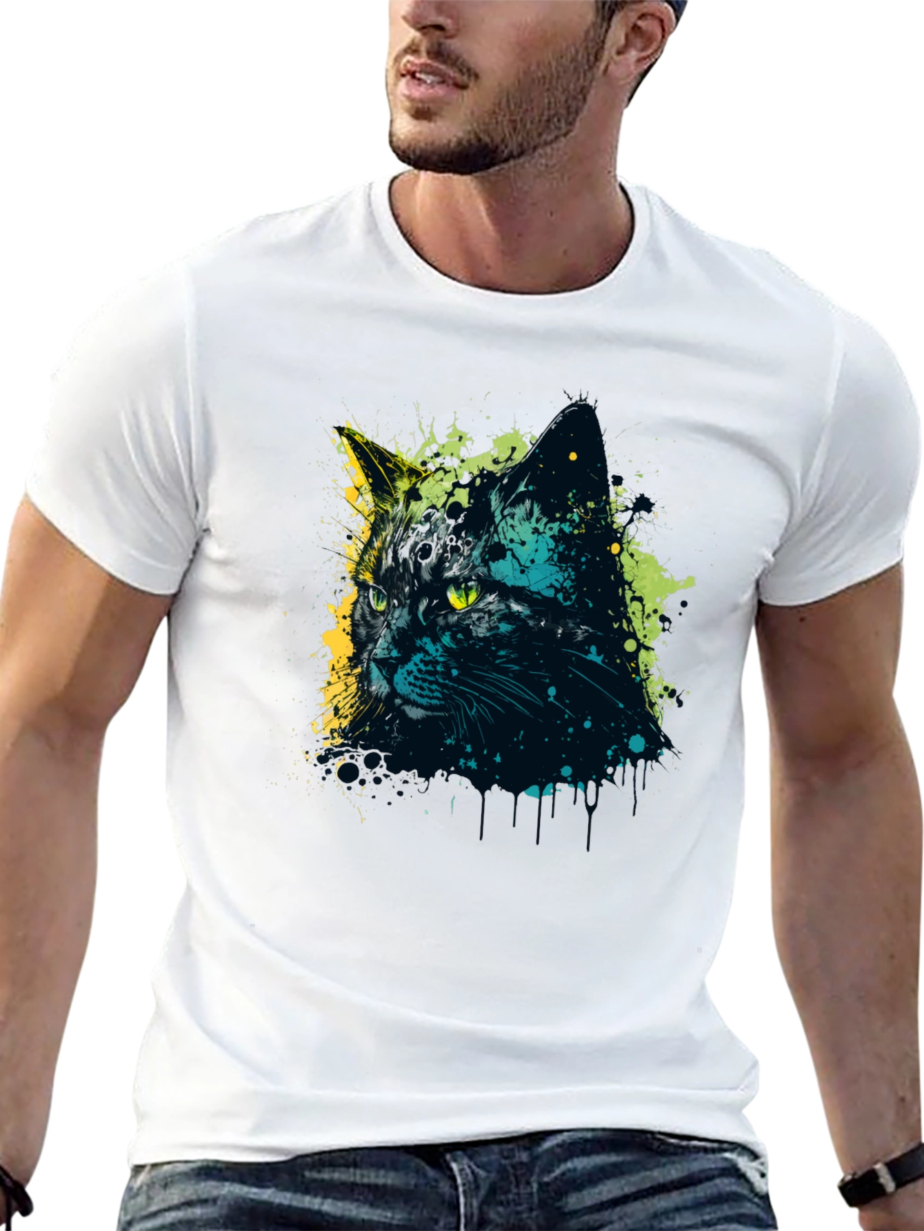 Cool Cat Graphic Tee - Mens Black T-Shirt