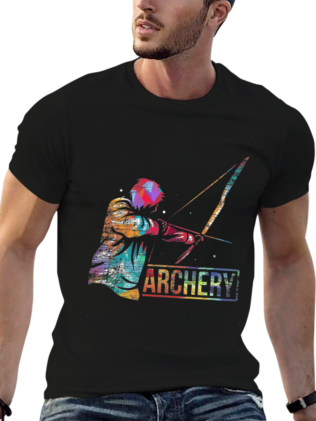 Archery Graphic Print T-Shirt - Sporty Casual Tee