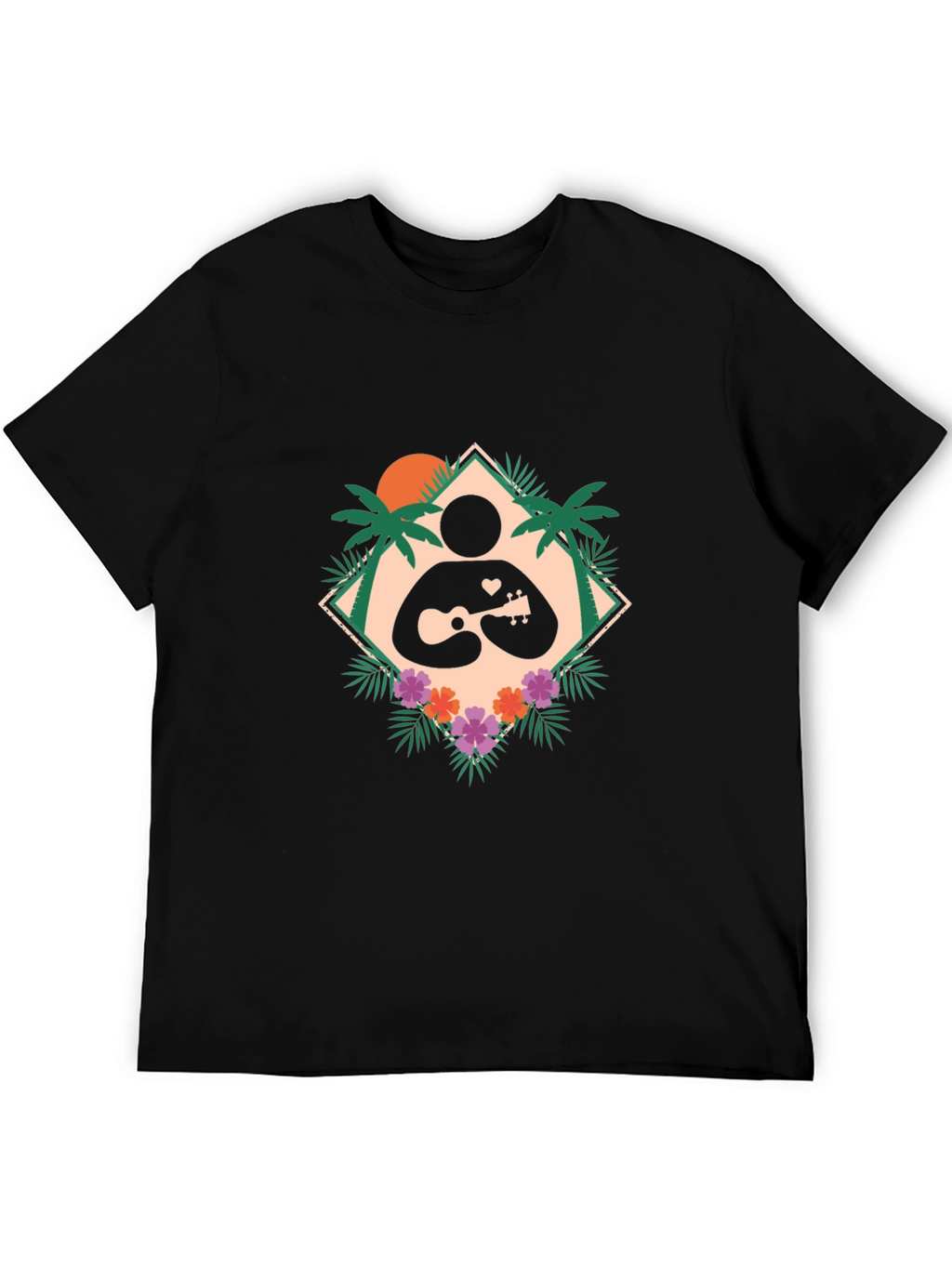 Tropical Ukulele Player Graphic T-Shirt