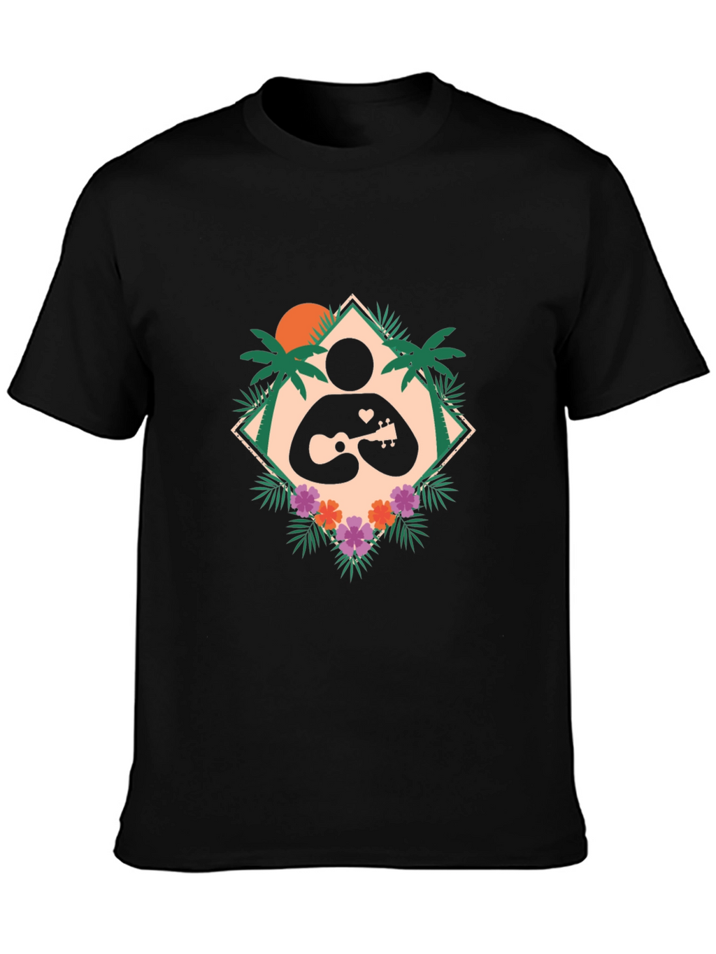Tropical Ukulele Player Graphic T-Shirt