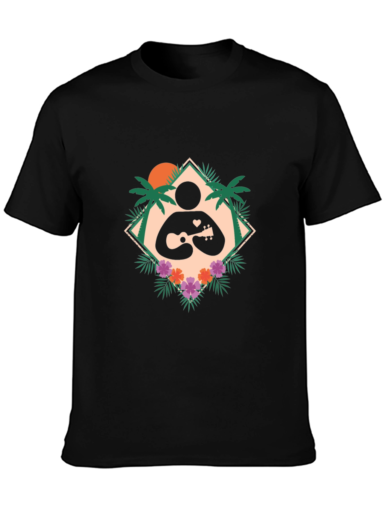 Tropical Ukulele Player Graphic T-Shirt