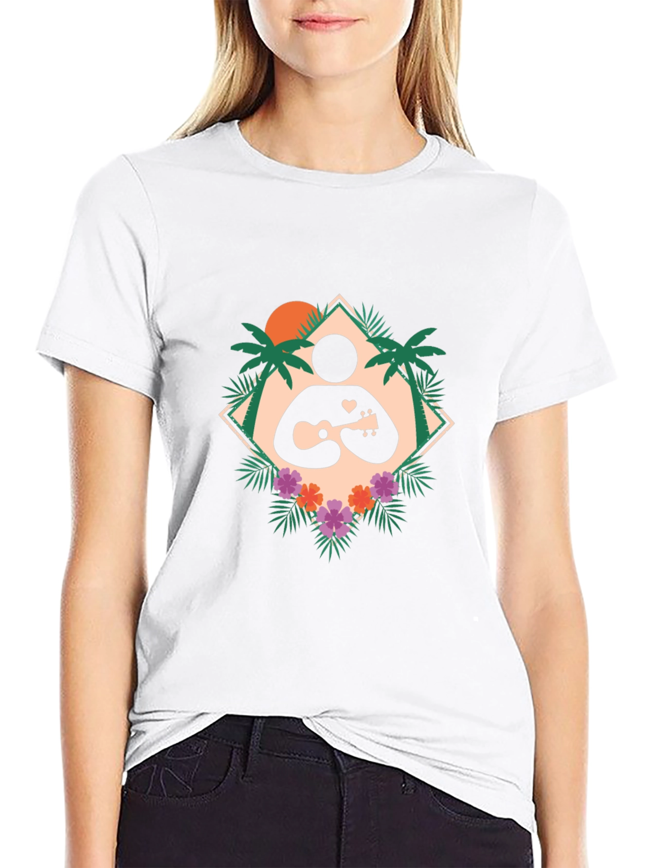 Tropical Ukulele Player Graphic T-Shirt