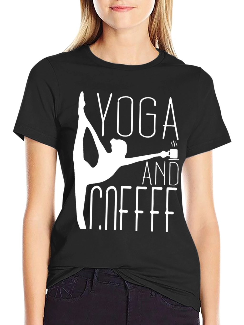 Yoga and Coffee Graphic Tee - Black