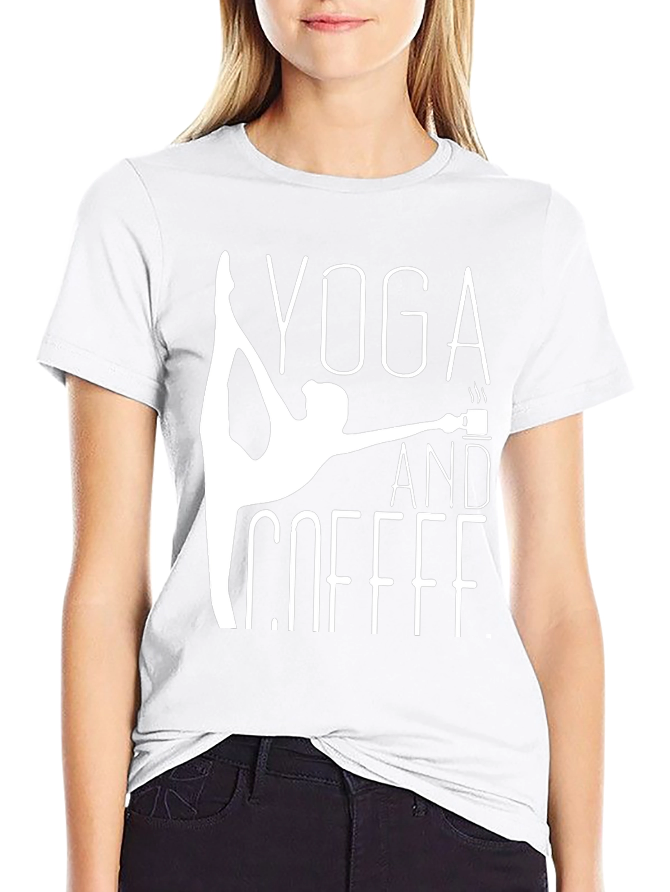 Yoga and Coffee Graphic Tee - Black