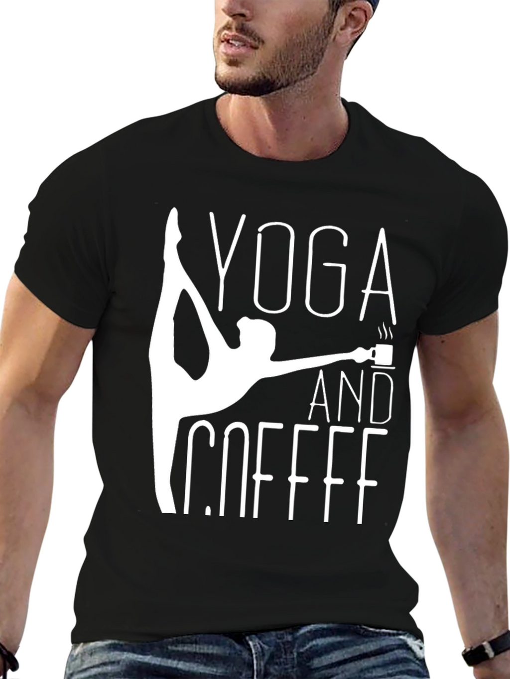 Yoga and Coffee Graphic Tee - Black