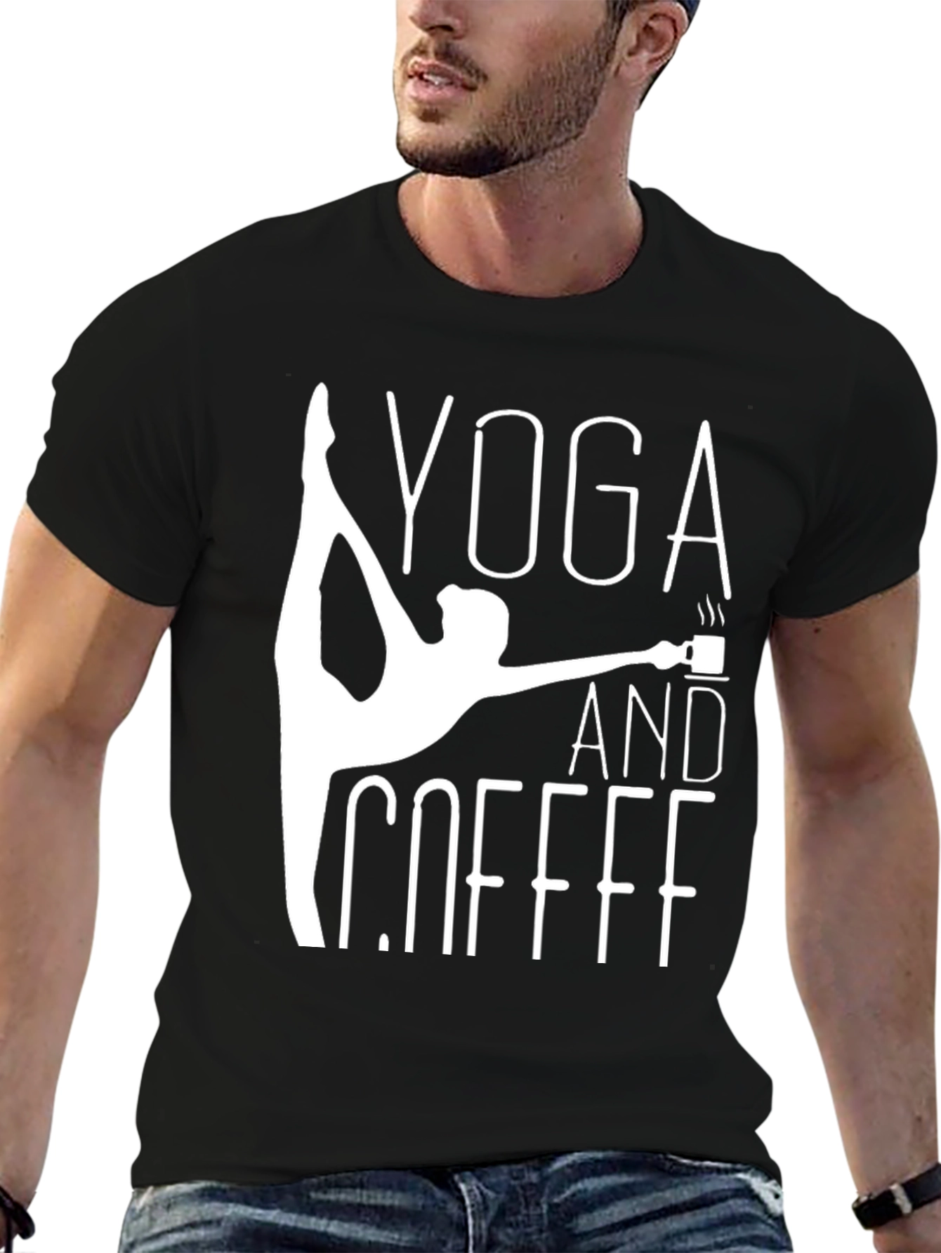 Yoga and Coffee Graphic Tee - Black
