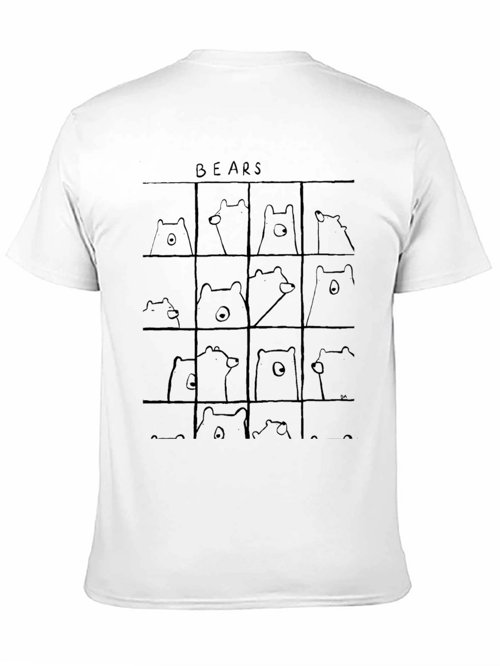 Bear Grid Black T-Shirt - Cute Cartoon Animal Tee