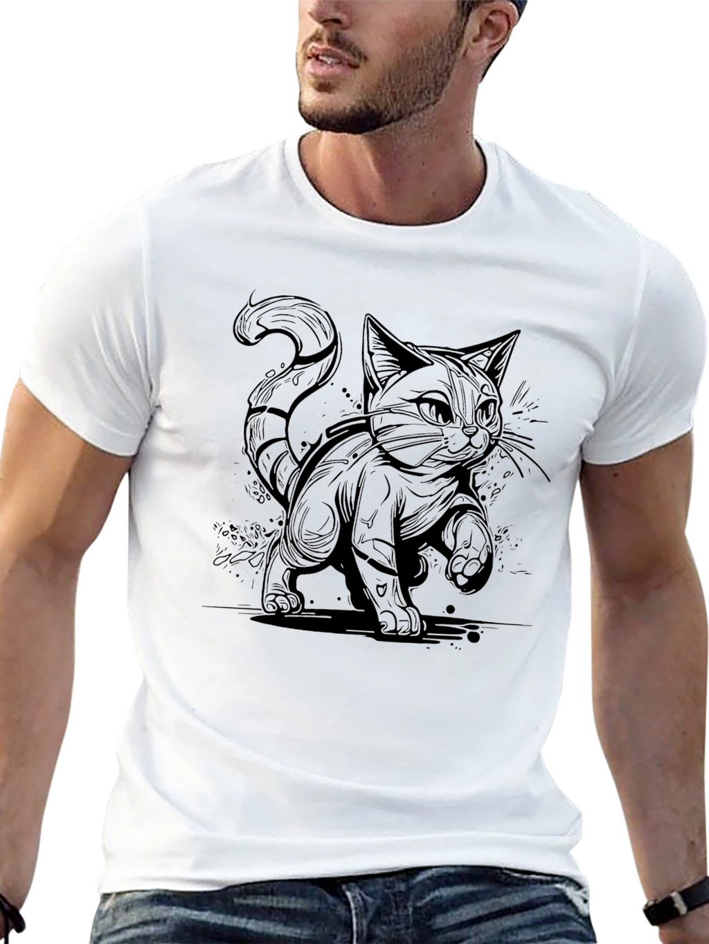 Black Cat Graphic Tee - Cool Cat Lover T-Shirt