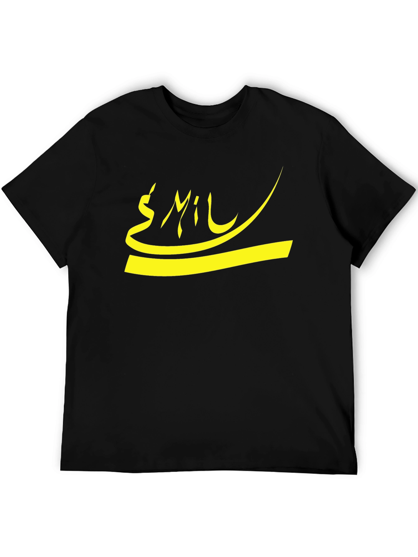 Graphic Tee - Yellow Arabic Script on Black
