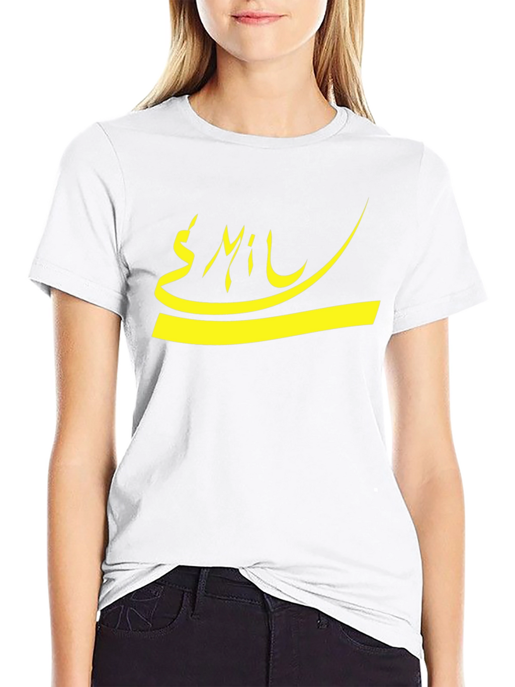 Graphic Tee - Yellow Arabic Script on Black