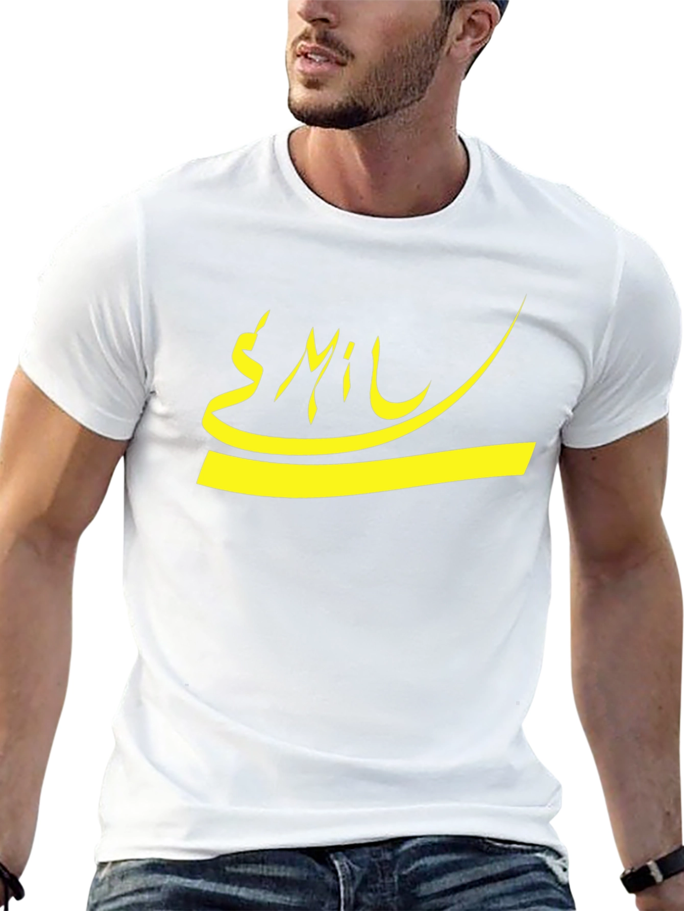 Graphic Tee - Yellow Arabic Script on Black