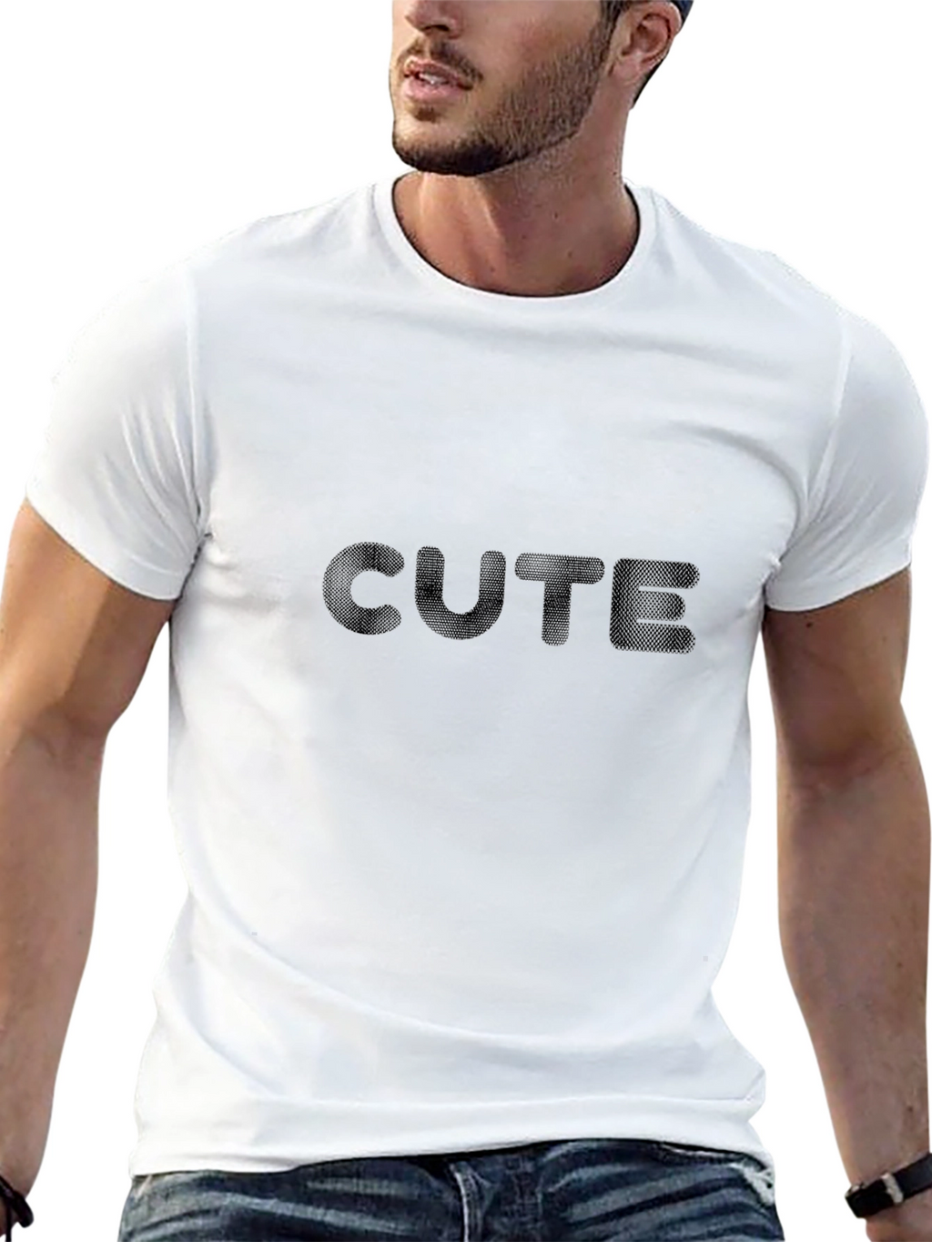 CUTE Black Graphic Tee - Soft Cotton Blend