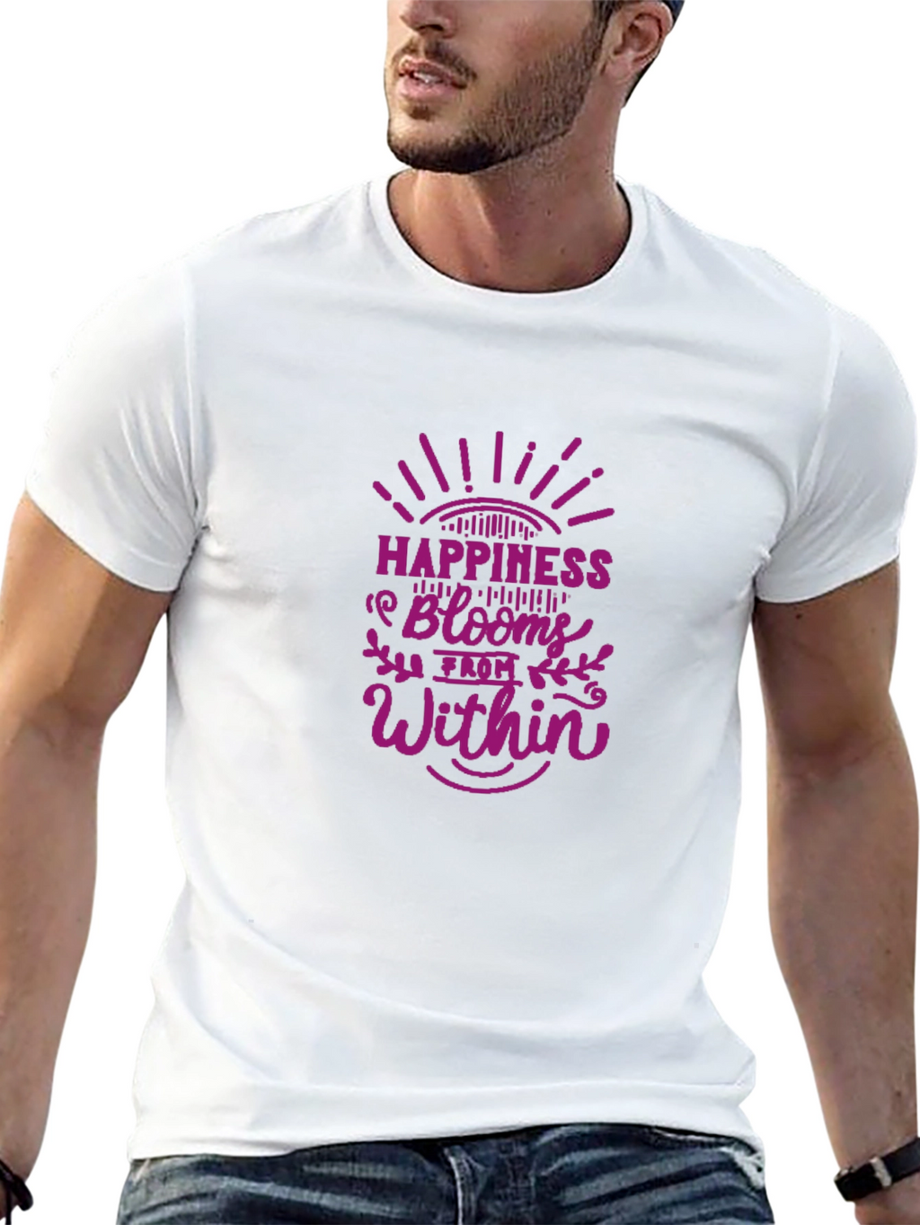 Happiness Blooms Graphic Tee - Black