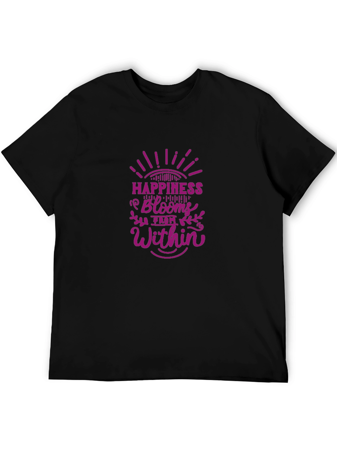Happiness Blooms Graphic Tee - Black