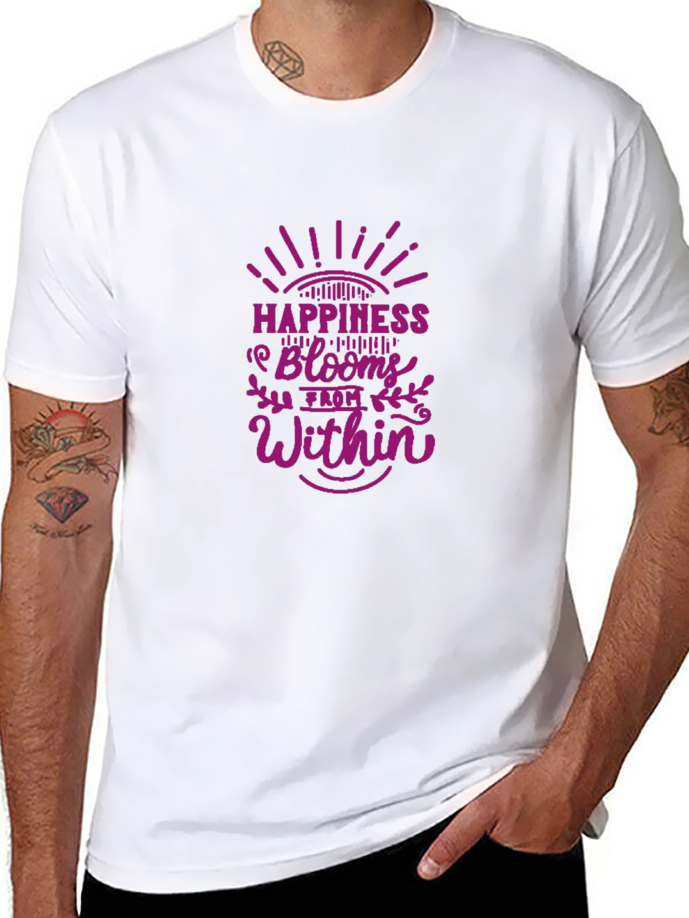 Happiness Blooms Graphic Tee - Black