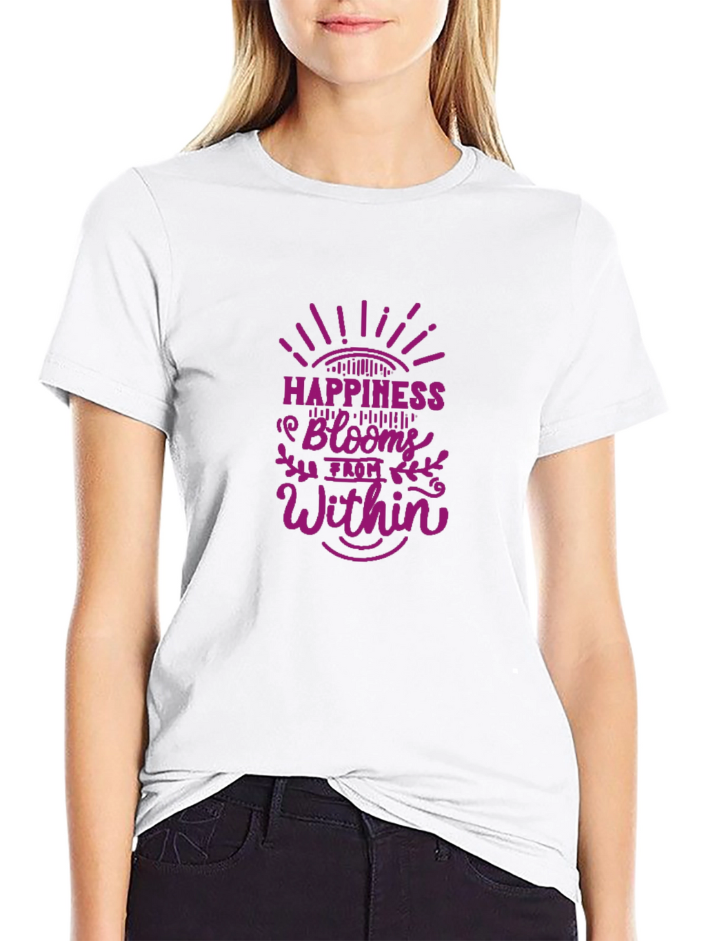 Happiness Blooms Graphic Tee - Black