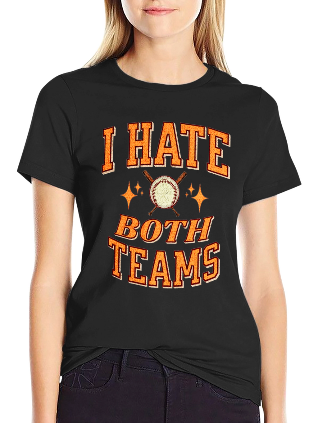 I Hate Both Teams Baseball Graphic T-Shirt