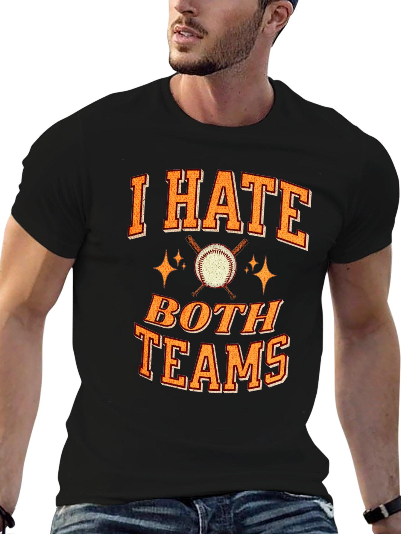 I Hate Both Teams Baseball Graphic T-Shirt