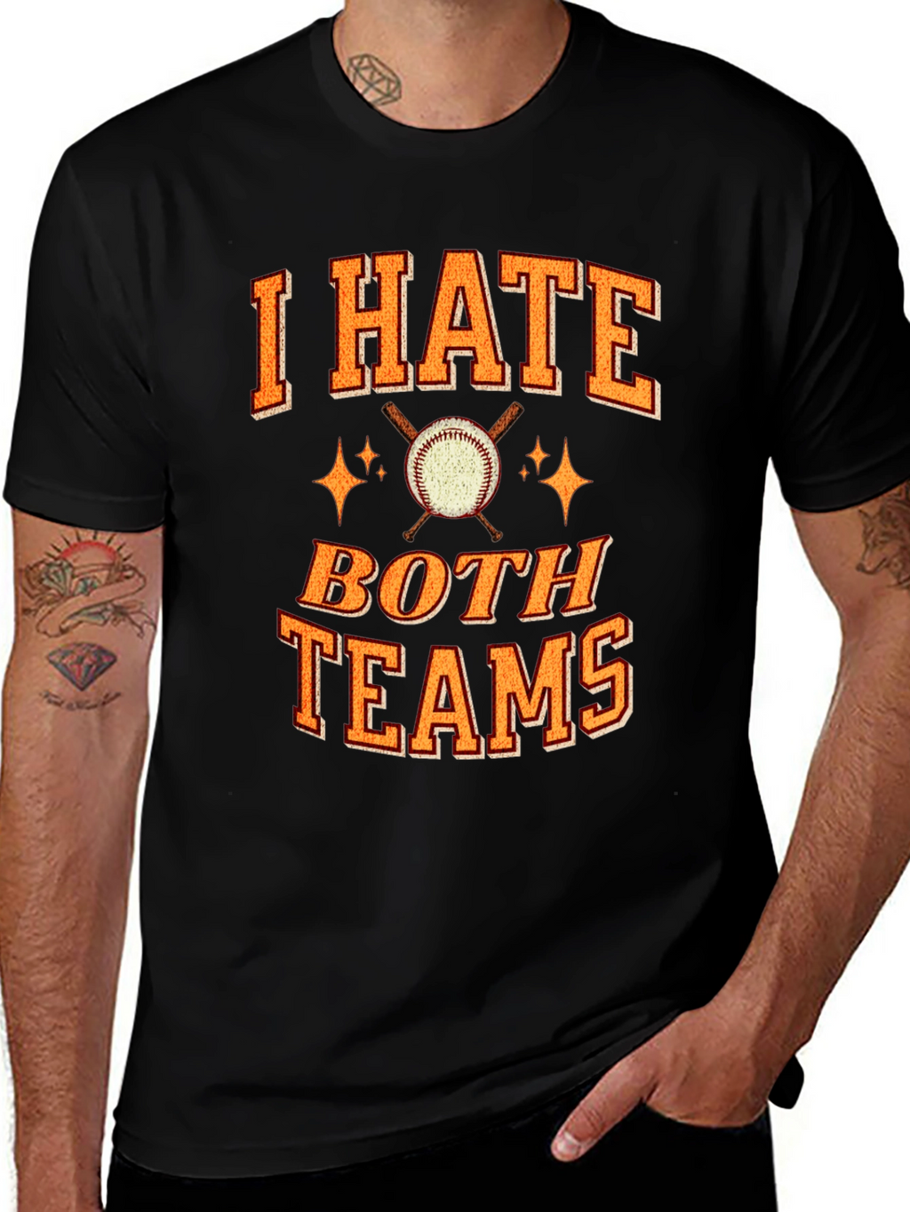 I Hate Both Teams Baseball Graphic T-Shirt