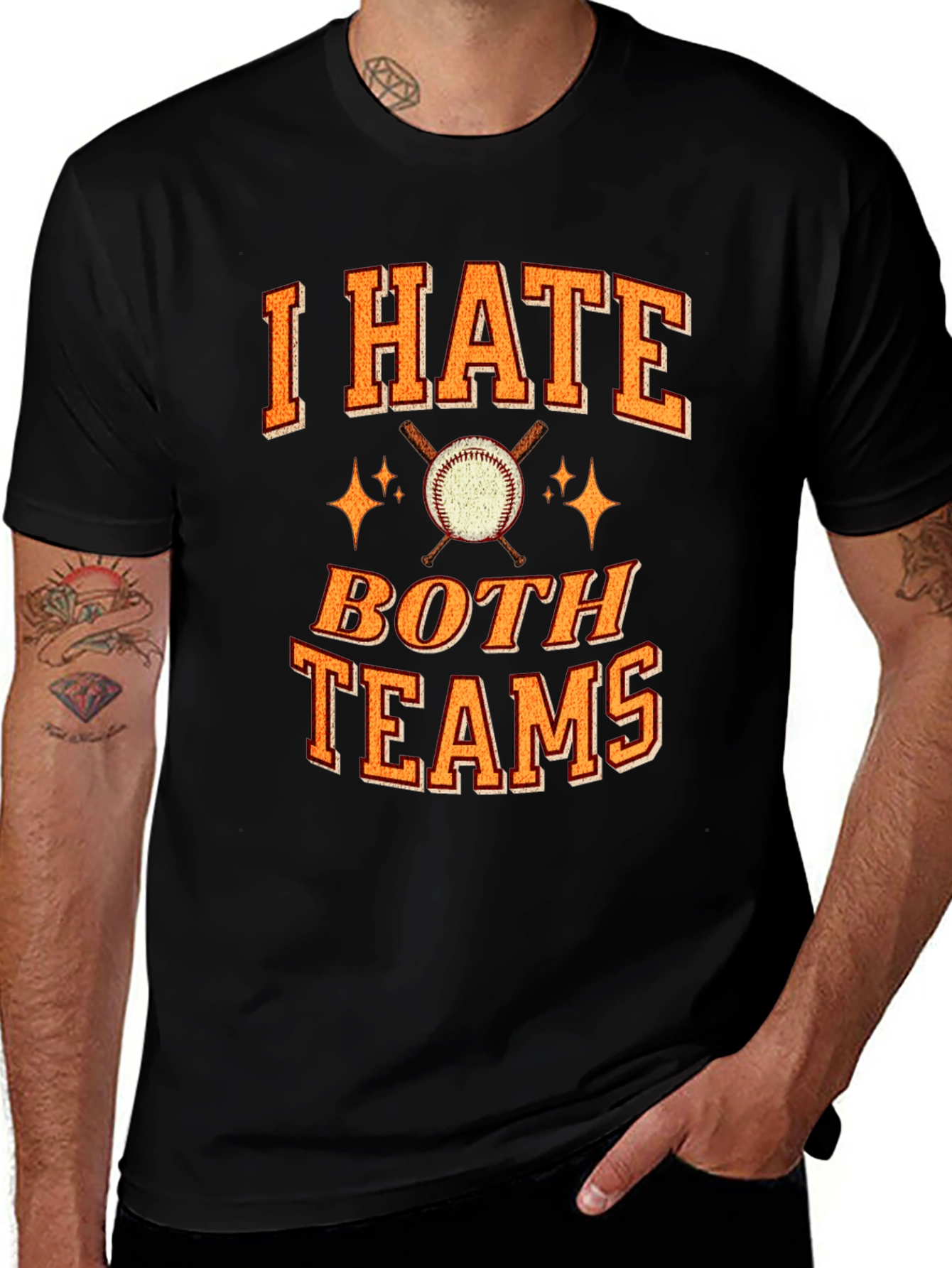I Hate Both Teams Baseball Graphic T-Shirt