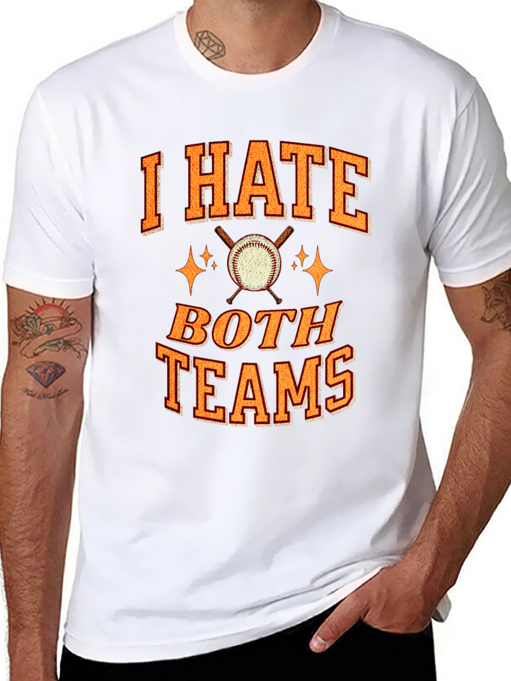I Hate Both Teams Baseball Graphic T-Shirt