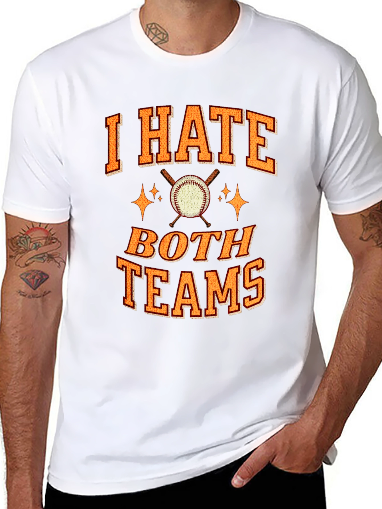I Hate Both Teams Baseball Graphic T-Shirt