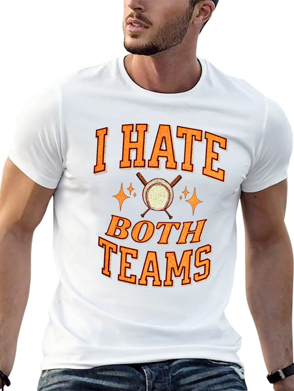 I Hate Both Teams Baseball Graphic T-Shirt