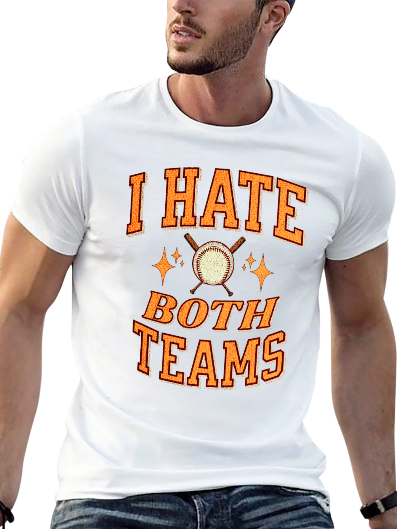 I Hate Both Teams Baseball Graphic T-Shirt