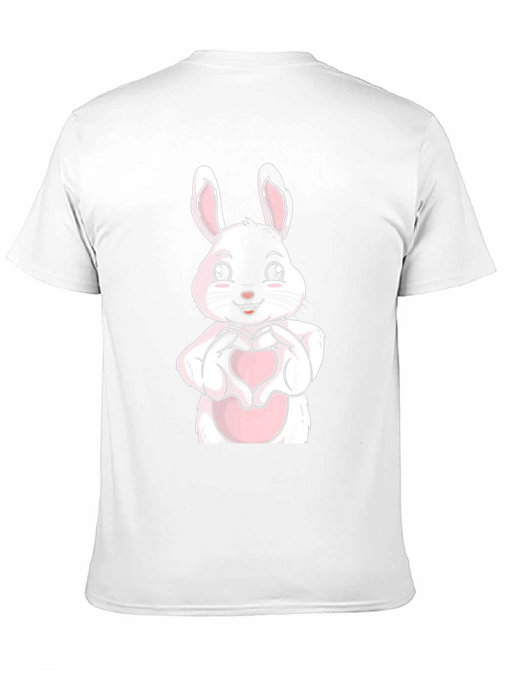 Cute Bunny Heart Hands Graphic Tee - Black