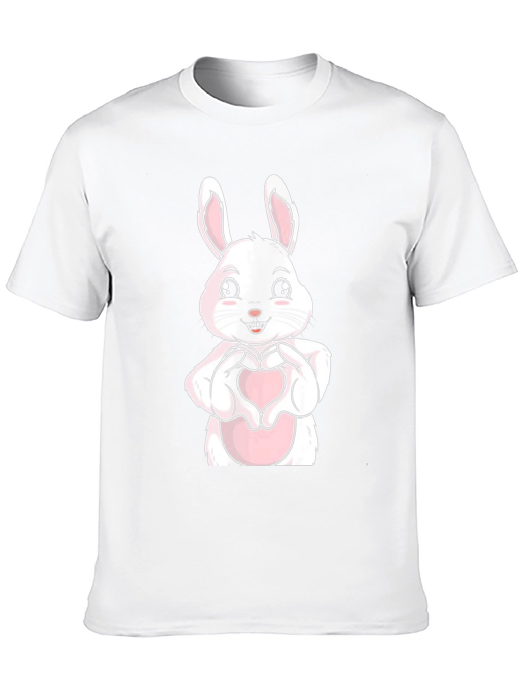 Cute Bunny Heart Hands Graphic Tee - Black