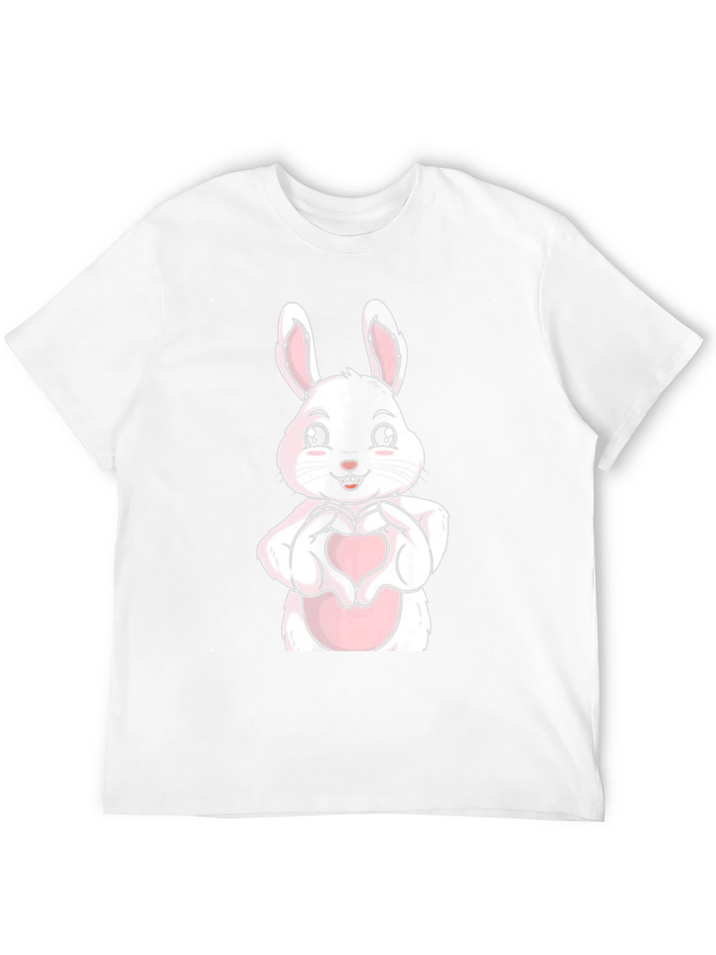 Cute Bunny Heart Hands Graphic Tee - Black