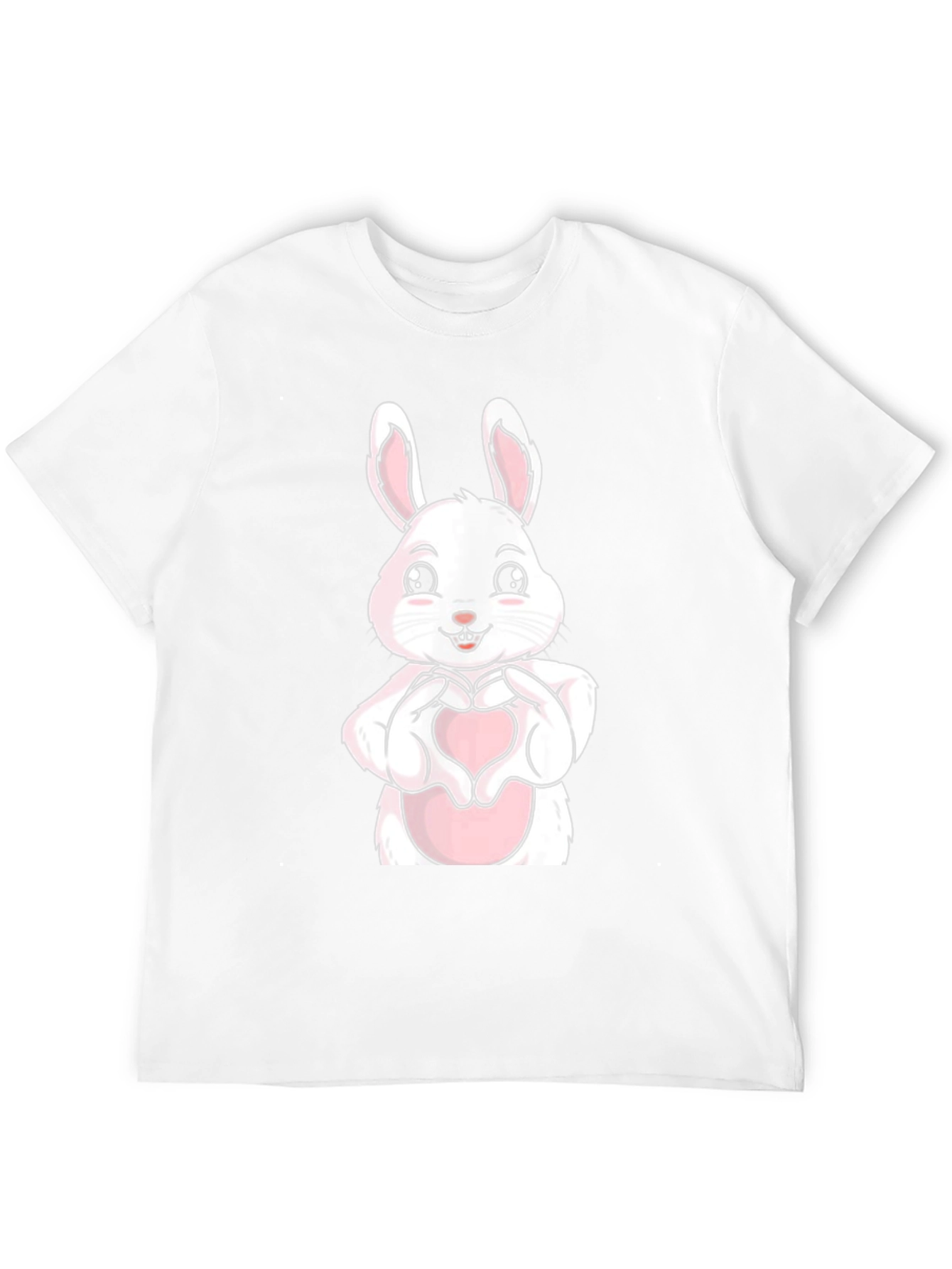 Cute Bunny Heart Hands Graphic Tee - Black