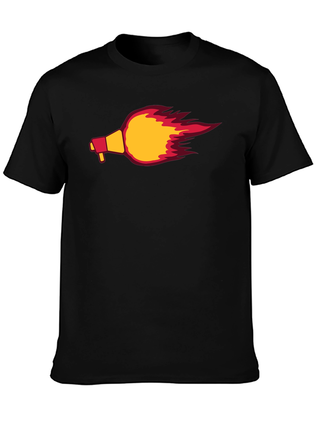 Flaming Megaphone Graphic Tee - Black Casual Shirt