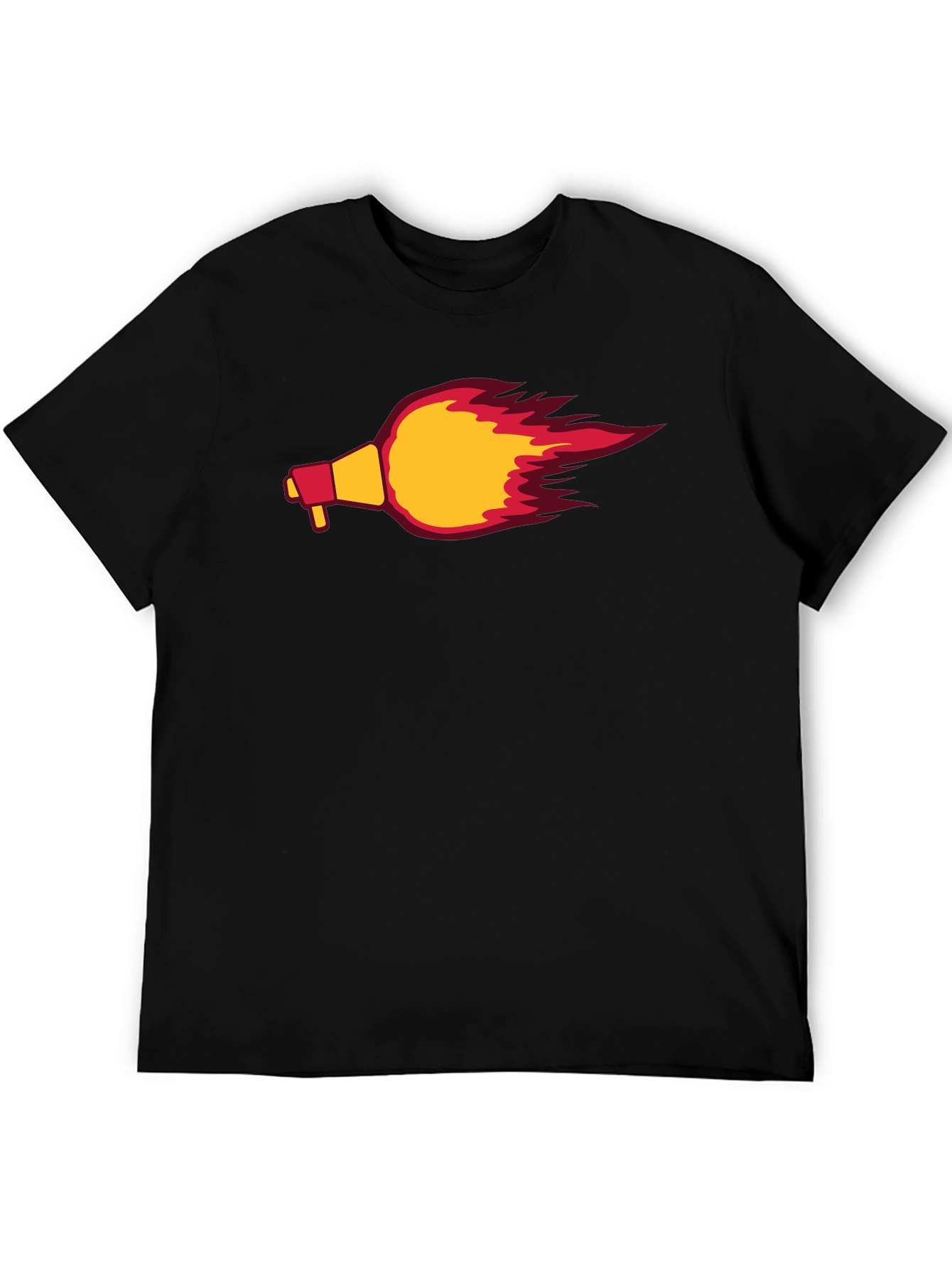 Flaming Megaphone Graphic Tee - Black Casual Shirt