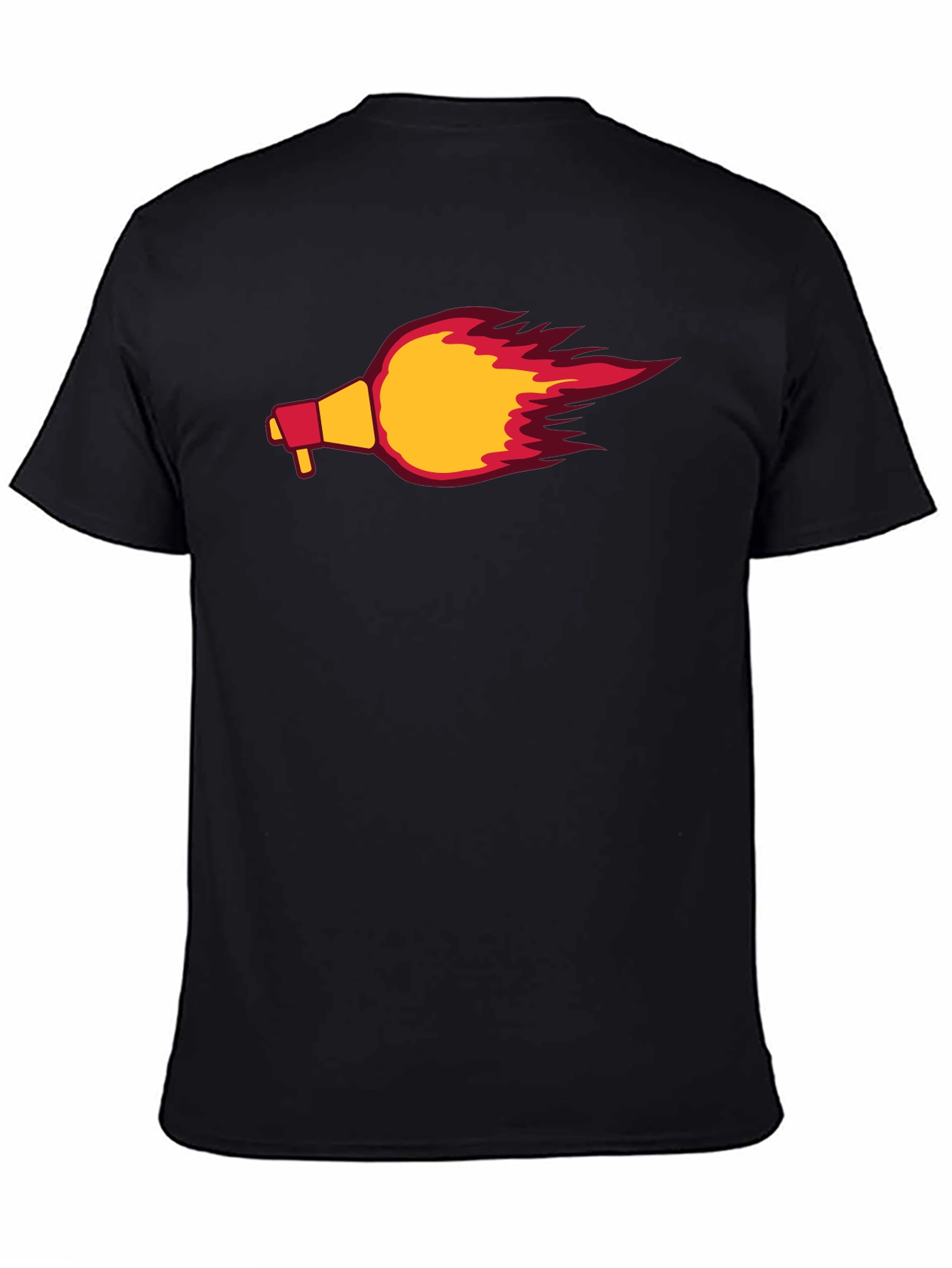Flaming Megaphone Graphic Tee - Black Casual Shirt