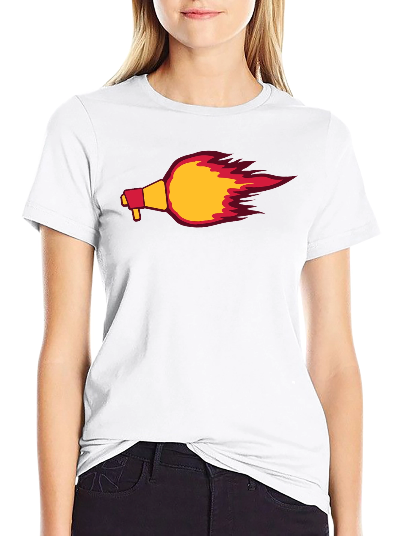 Flaming Megaphone Graphic Tee - Black Casual Shirt
