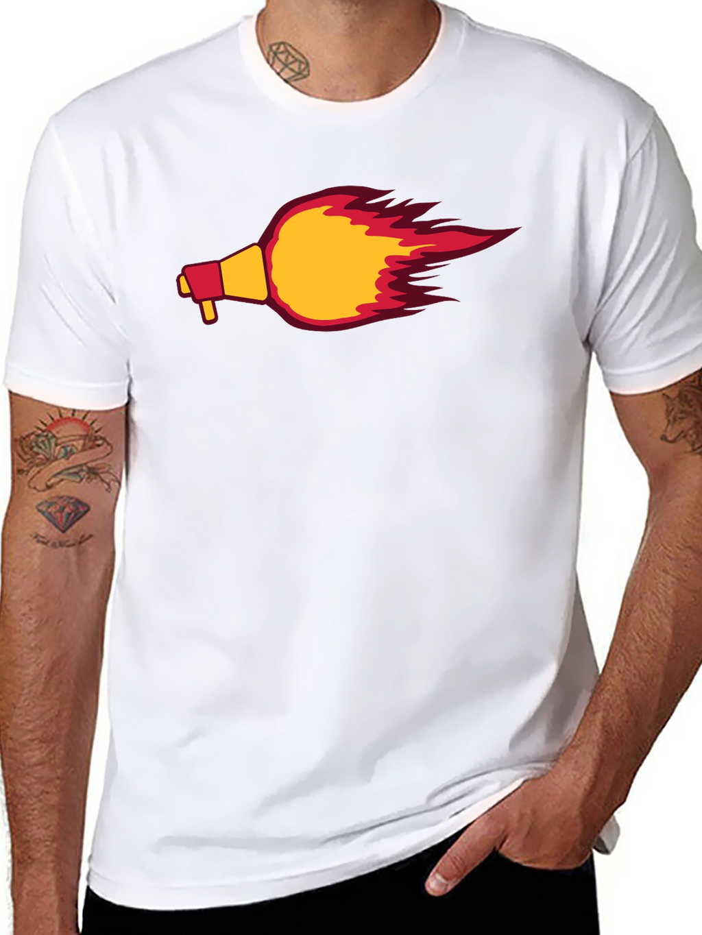 Flaming Megaphone Graphic Tee - Black Casual Shirt
