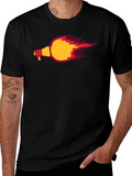 Flaming Megaphone Graphic Tee - Black Casual Shirt