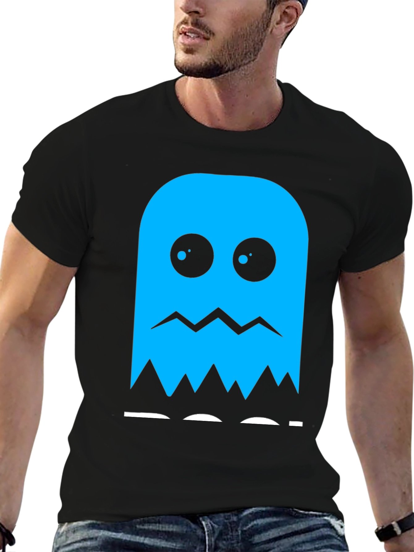 Blue Ghost Graphic Tee - Classic Gaming Style