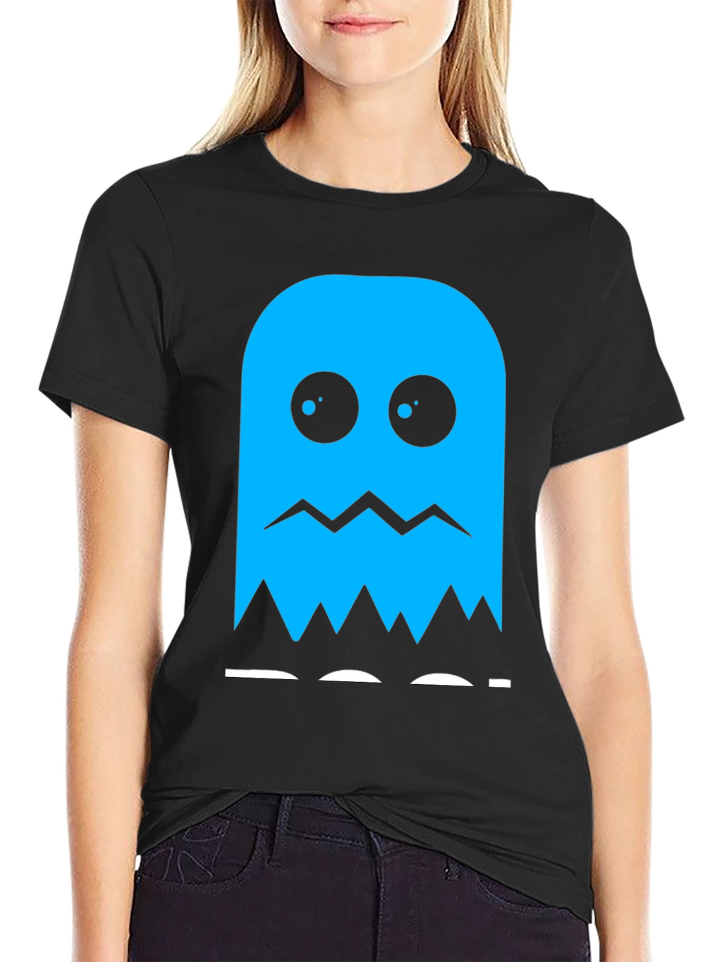 Blue Ghost Graphic Tee - Classic Gaming Style