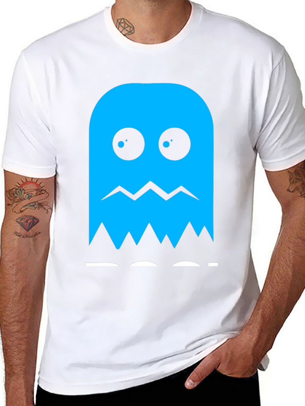 Blue Ghost Graphic Tee - Classic Gaming Style