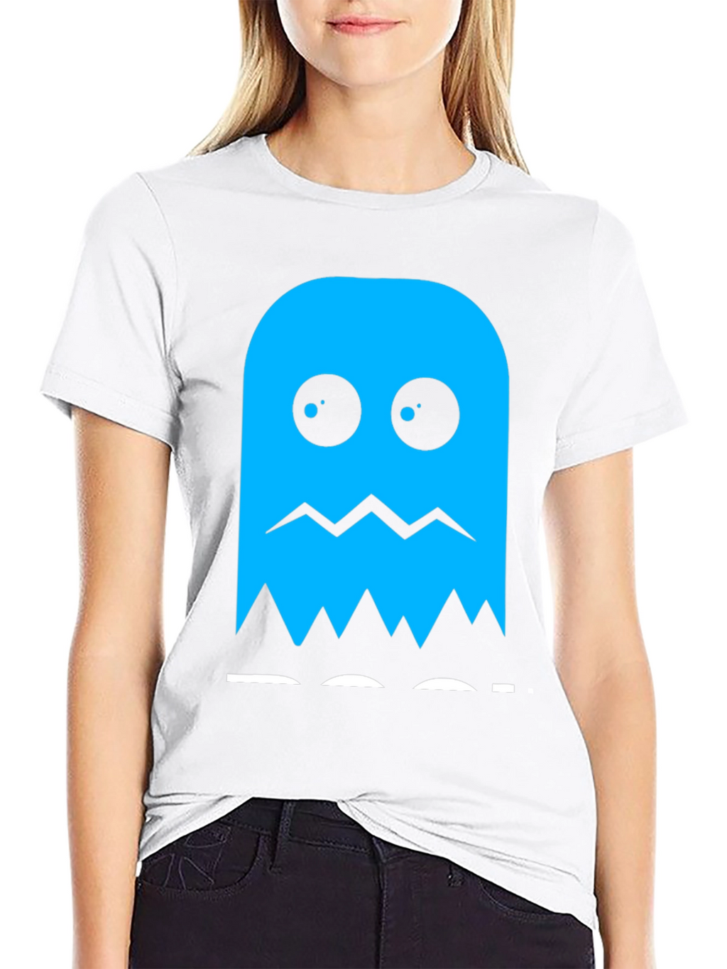 Blue Ghost Graphic Tee - Classic Gaming Style