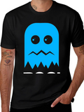 Blue Ghost Graphic Tee - Classic Gaming Style
