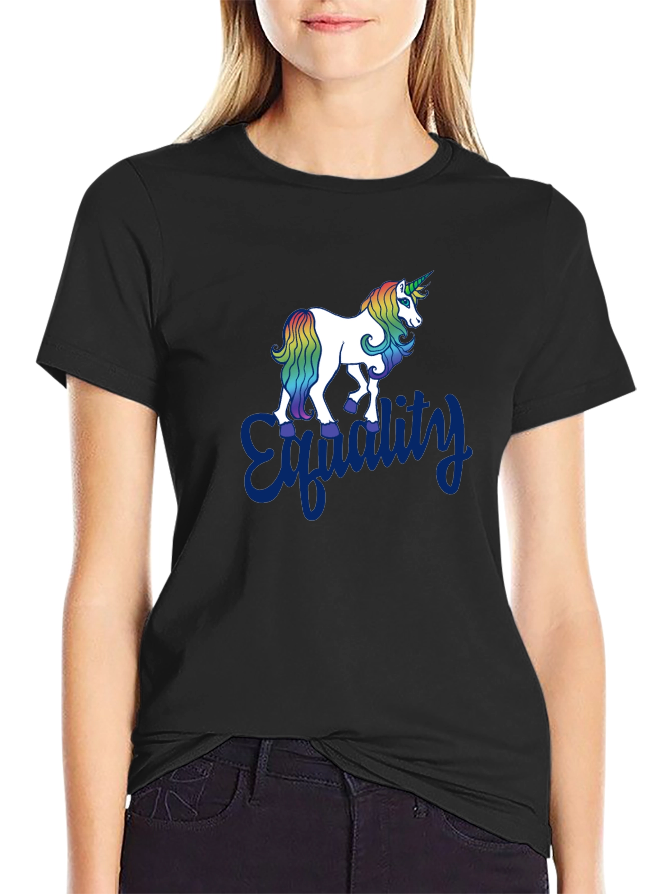 Equality Unicorn Graphic Tee - Black Cotton Comfort