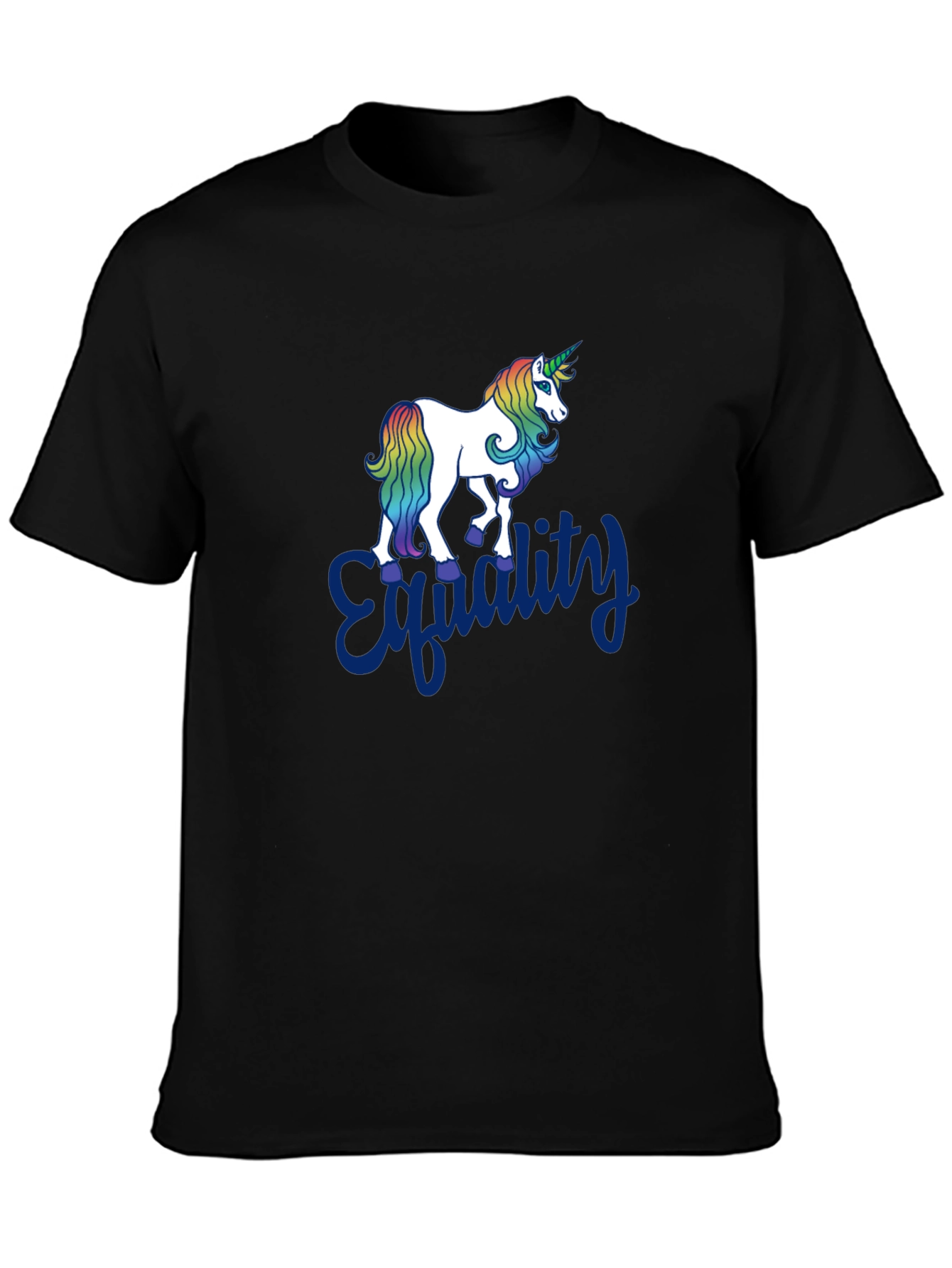 Equality Unicorn Graphic Tee - Black Cotton Comfort