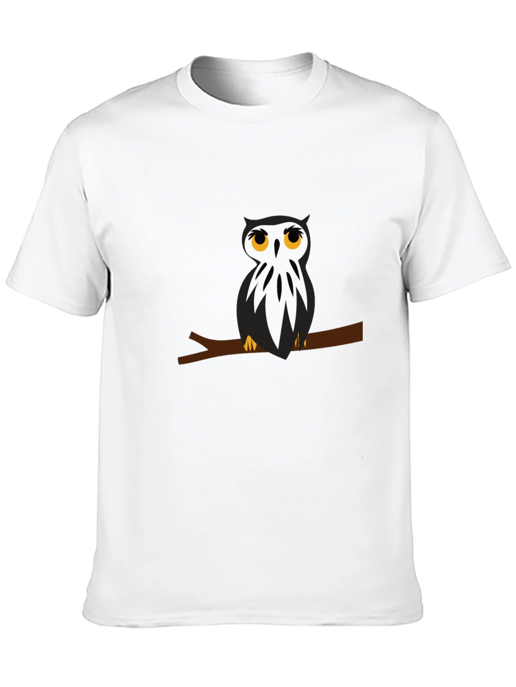 Black T-Shirt with Owl on Branch Graphic