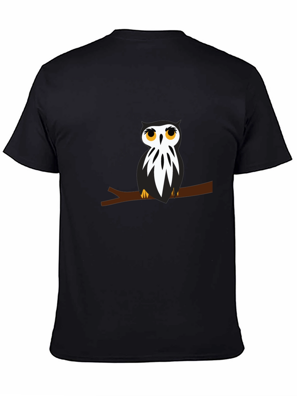 Black T-Shirt with Owl on Branch Graphic