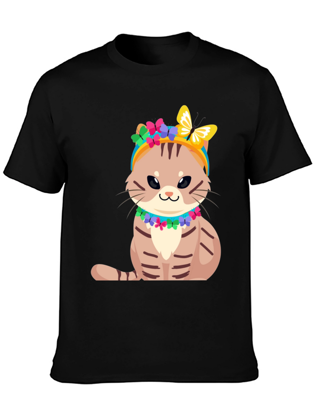Cat T-Shirt - Cute Kitten with Floral Headband